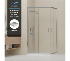 Комплект: Угол RGW CL-34 + поддон RGW STYLE 32093488-11, 16180188-11 Хром 