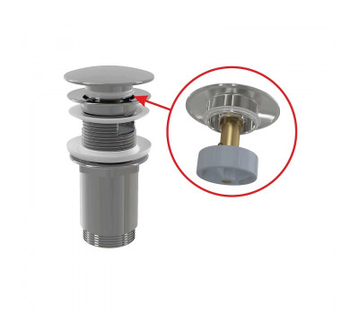 Донный клапан Alcadrain для раковины, click/clack 5/4", цельнометаллический с большой заглушкой A392C 