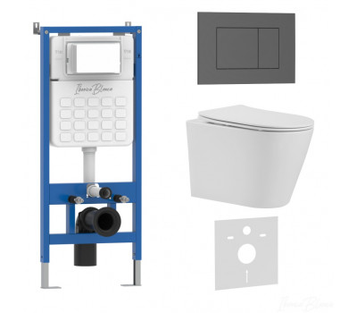 Комплект 3в1 IBERICA BLANCA инсталляция SILENCIO, унитаз BURGOS ALTO белый, кнопка смыва ESTI-S серый матовый (IB001.BRA.234.856) 