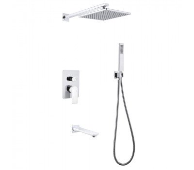 Душевая система ABBER Weiss Insel AF8017W скрытого монтажа с изливом, белый-хром 