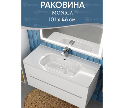 Раковина для ванной 100 Uperwood Monica керамическая белая глянцевая RMonica100wg 