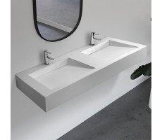 Раковина подвесная ABBER Stein AS2643-1.5 двойная, белая матовая Раковина подвесная ABBER Stein AS2643-1.5 двойная, белая матовая