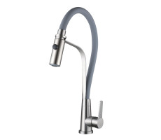 Смеситель для кухни с гибким изливом и режимом "душ" Shevanik S943L-9, сатин