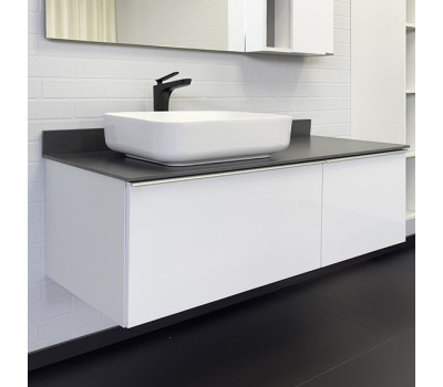 Тумба-умывальник Comforty Милан-120 белый глянец с  графитовой столешницей, с раковиной COMFORTY T-Y9378