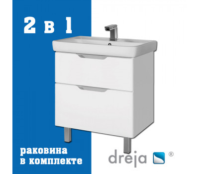 Тумба с раковиной подвесная/напольная Dreja Q Plus 80 см, белый