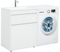 Тумба с раковиной Aquanet Токио 130 L белый (напольная, 1 ящик) 