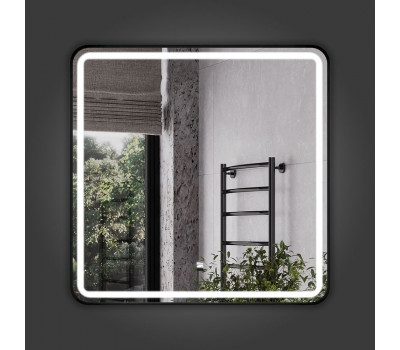 Зеркало в черной алюминиевой раме 80 см для ванной комнаты Comforty Ситара-80, LED-подсветка, бесконтактный сенсор, антизапотевание 00-00018683 