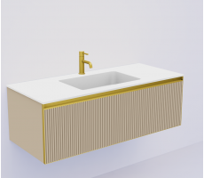 Тумба Armadi Art QUATRO 1 120см рифлёная DAPHNE профиль MATT GOLD + внутриняя подсветка 790-M1-120-RIB-D-MG-LED 