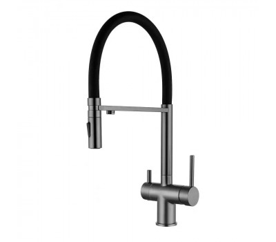 Смеситель для кухни с гибким изливом и подключением фильтра Grocenberg GB4096BG, графит Смеситель для кухни с гибким изливом и подключением фильтра Grocenberg GB4096BG, графит