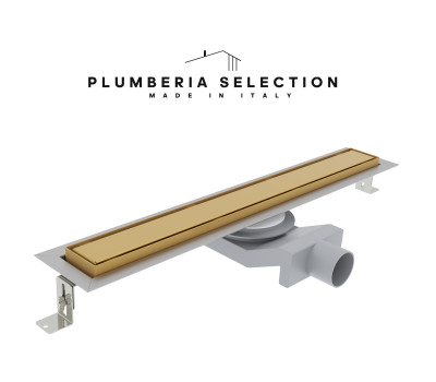 Душевой трап PLUMBERIA SELECTION PST IN-TILE PST60OB, брашированное золото 