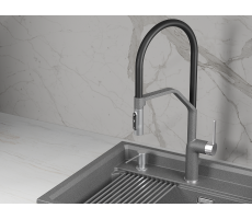 Смеситель для кухни GRANULA 9012, ГРАФИТ (ЧЁРНО-СЕРЫЙ) 