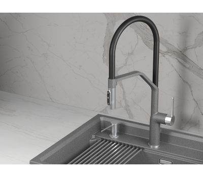 Смеситель для кухни GRANULA 9012, ГРАФИТ (ЧЁРНО-СЕРЫЙ) 