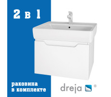 Тумба с раковиной подвесная Dreja Tiny 60 см, белый Тумба с раковиной подвесная Dreja Tiny 60 см, белый