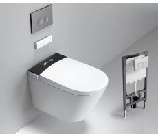 Электронный унитаз-биде подвесной с инсталляцией и черной матовой кнопкой TIMO TЕ-751B белый Электронный унитаз-биде подвесной с инсталляцией и черной матовой кнопкой TIMO TЕ-751B белый