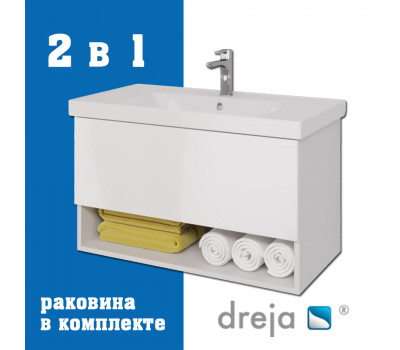 Тумба с раковиной подвесная Dreja Perfecto 90 см, белый