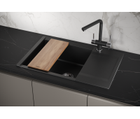 Кухонная мойка GRANULA ES-7807, ШВАРЦ (чёрный металлик), кварц, ESTETICA 