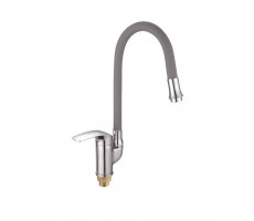 Смеситель для кухни с гибким изливом Shevanik S5543-9, хром/серый