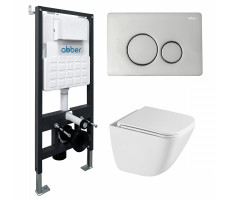 Комплект подвесной унитаз ABBER Rechteck AC1220TC белый, с закрытым дном с инсталляцией AC0105 и кнопкой AC0121 хром глянцевый Комплект подвесной унитаз ABBER Rechteck AC1220TC белый, с закрытым дном с инсталляцией AC0105 и кнопкой AC0121 хром глянцевый
