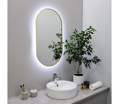 Зеркало FIXSEN с подсветкой LED овальное 50х90 см золото-сатин FX-3090G 