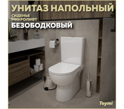 Унитаз напольный безободковый с быстросъемным сиденьем микролифт Teymi Aina T40205 