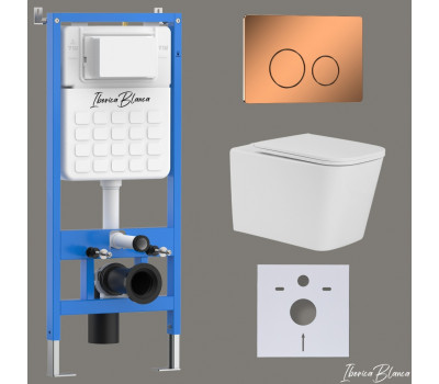 Комплект 3в1 IBERICA BLANCA инсталляция SILENCIO, унитаз TOLEDO ALTO белый, кнопка смыва INOX-О розовое золото глянцевое (IB001.TLA.234.8171) Комплект 3в1 IBERICA BLANCA инсталляция SILENCIO, унитаз TOLEDO ALTO белый, кнопка смыва INOX-О розовое золото глянцевое (IB001.TLA.234.8171)