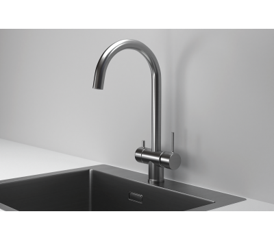 Смеситель для кухни GRANULA KS-7104, СТАЛЬ САТИН 