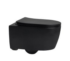 Унитаз ABBER Bequem AC1104MB подвесной черный матовый, безободковый Унитаз ABBER Bequem AC1104MB подвесной черный матовый, безободковый