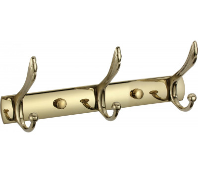 Планка с крючками 3 крючка Savol S-00113B золото 