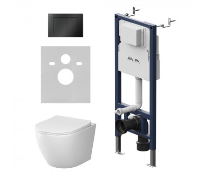 Инсталляция PrimeFit с подвесным унитазом AquaSpin 2.0 и клавишей AM.PM Like IS90238.801901 Чёрный Матовое 