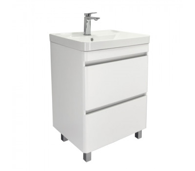Напольная тумба-умывальник Comforty Валдай-60Н белый матовый с раковиной 4460 00-00020673 