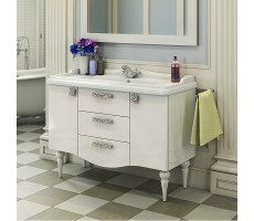 Тумба-умывальник Comforty Монако-120 белый глянец с раковиной Comforty 3312 