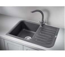 Кухонная мойка GRANULA 7001, ГРАФИТ (ЧЁРНО-СЕРЫЙ), кварц 