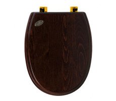 Сиденье SIMAS ARCADE AR009noce/oro дерево, цвет - орех, петли золото, с микролифтом Сиденье SIMAS ARCADE AR009noce/oro дерево, цвет - орех, петли золото, с микролифтом