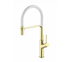 Смеситель для кухни ESKO гибкий излив ,белый, Gold K50GW золотой Смеситель для кухни ESKO гибкий излив ,белый, Gold K50GW золотой