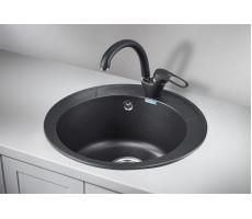Кухонная мойка GRANULA 4802, ЧЁРНЫЙ, СтандАРТ кварц 
