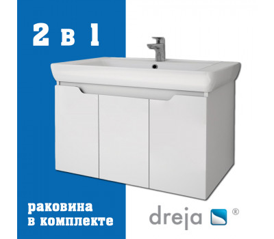 Тумба с раковиной подвесная Dreja Q(D) 80 см, белый