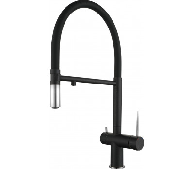 Смеситель для кухни Rivelato Adria U-обр. гибкий излив с краном питьевой воды D-35ммcromo  1523517 nero cromo 