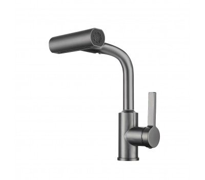 Смеситель для кухни с поворотной лейкой RUSH Tinos TI3732-17Grey графит 