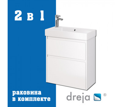 Тумба с раковиной подвесная Dreja Slim 65 см, белый