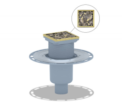 Трап для душа вертикальный регулируемый, магнитный сухой затвор, дизайн-решетка Рыбы Bronze de Luxe 21980-5902 бронза, латунь Bronze de Luxe 