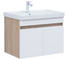 Тумба с раковиной Aquanet Оптима 80 цв. дуб светлый/белый сатин 00345362 Тумба с раковиной Aquanet Оптима 80 цв. дуб светлый/белый сатин 00345362