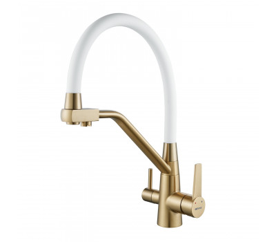 Смеситель для кухни с подключением фильтра Shevanik S968G, золотой сатин