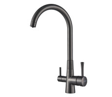 Смеситель для кухни с подключением фильтра Shevanik S428T, оружейная сталь