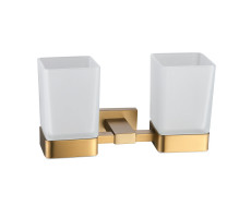 Стакан для ванной комнаты двойной Shevanik SG5622G, золотой сатин