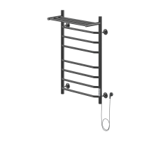 Полотенцесушитель электрический Ника WAY-3 80/50 с полкой RAL9005 черный матовый левый тэн