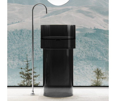 Раковина отдельностоящая прозрачная ABBER Kristall AT2701Onyx-H черная 