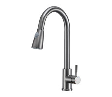 Смеситель для кухни с выдвижным изливом и режимом душ FRAP F60991-9, оружейная сталь Смеситель для кухни с выдвижным изливом и режимом душ FRAP F60991-9, оружейная сталь