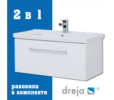 Тумба с раковиной подвесная Dreja Big Inn 100 см, белый