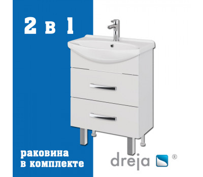 Тумба с раковиной подвесная/напольная Dreja Alda 65 см, белый