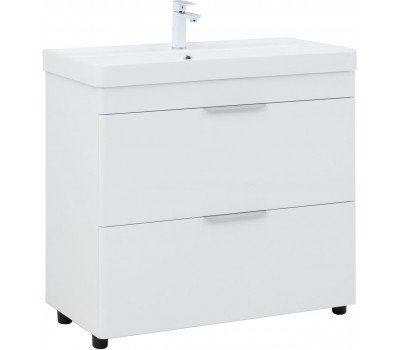 Тумба с раковиной Aquanet Ирис new 90 напольная 2 ящ. цв.белый глянец 00342094 Тумба с раковиной Aquanet Ирис new 90 напольная 2 ящ. цв.белый глянец 00342094